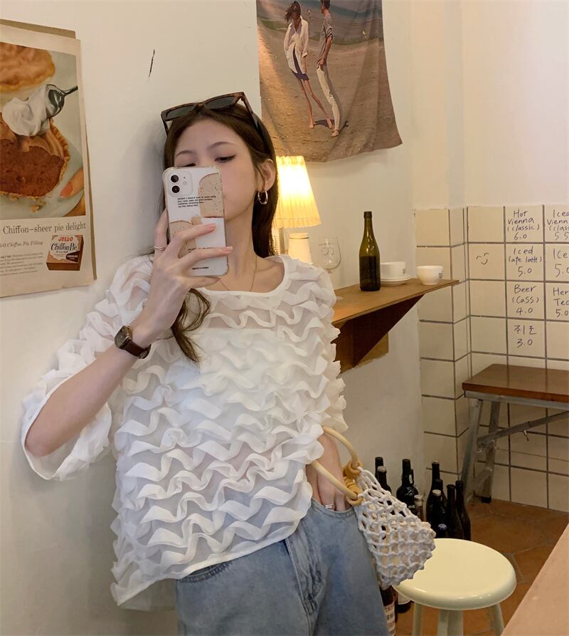 サマースタイルシャツ トップス 夏物 スクウェア モンロー12511830323