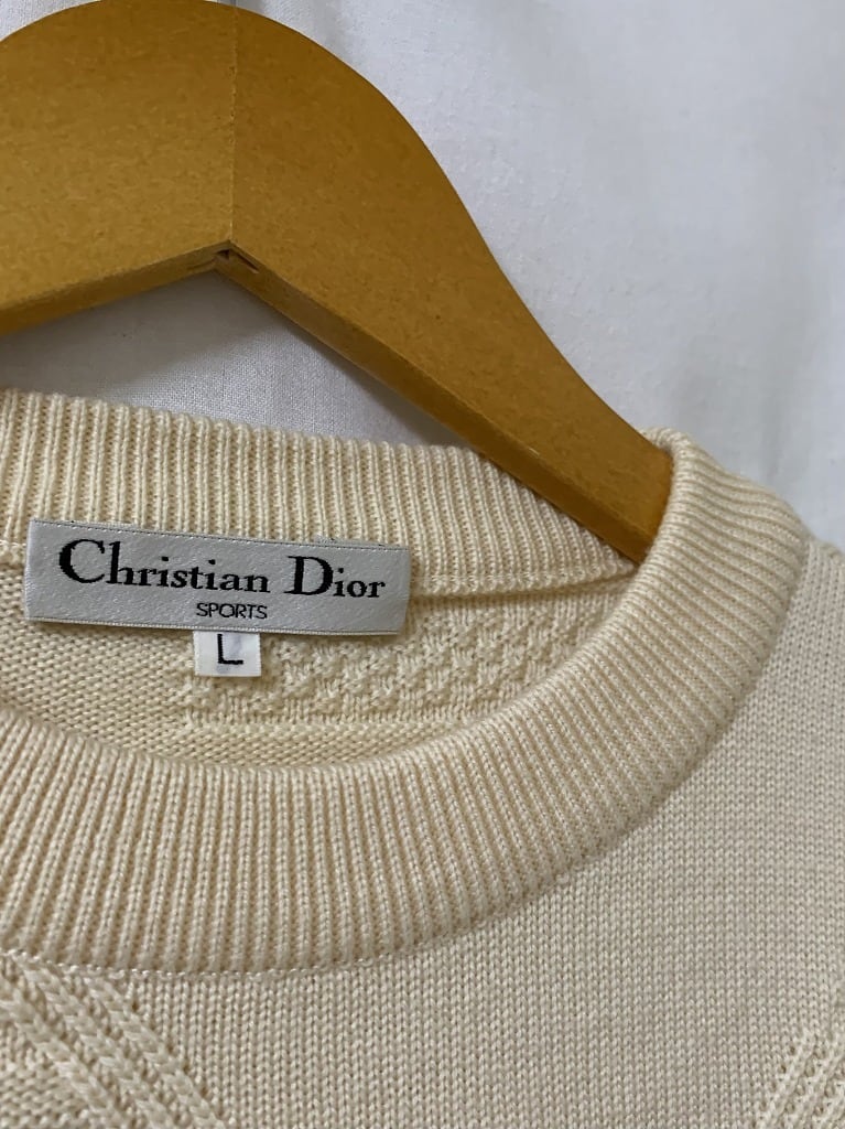 1980~90's Knitting Design Crew Neck Sweater "Christian Dior"