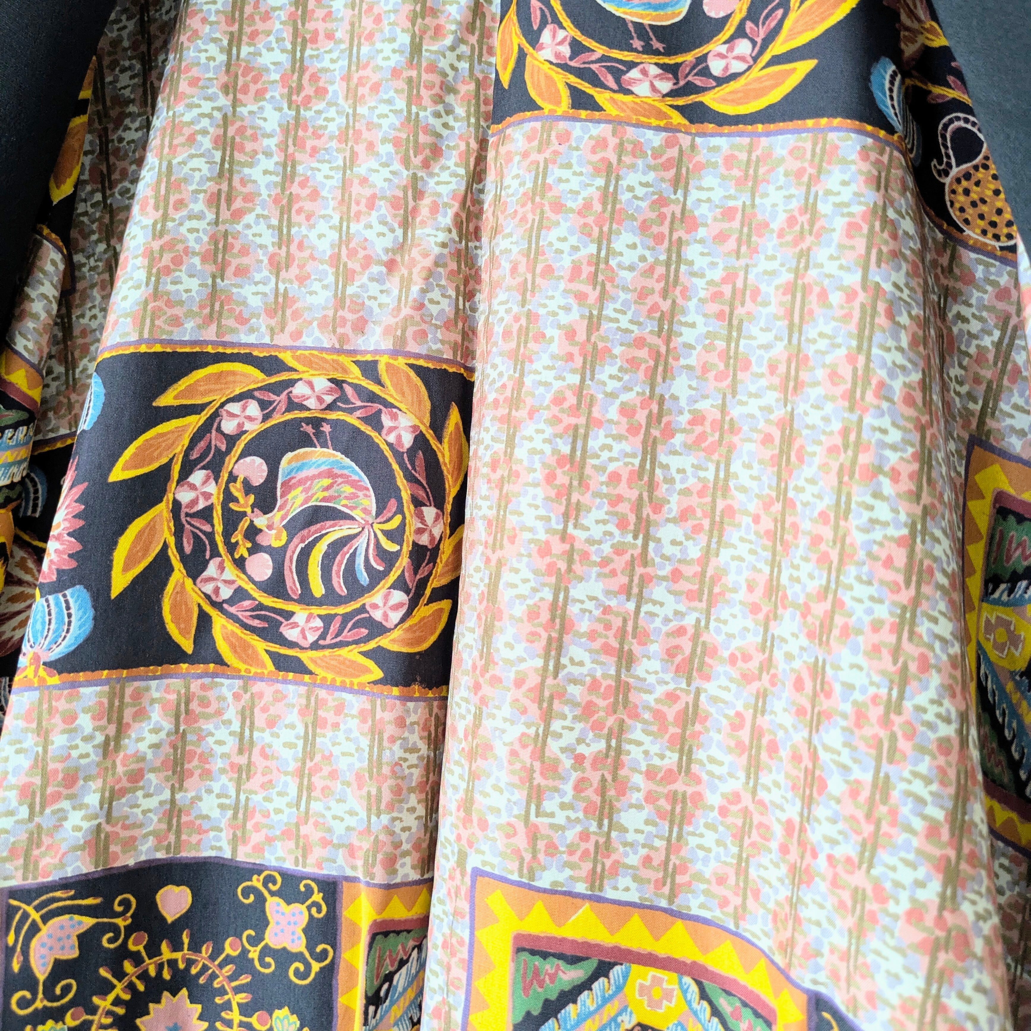 Vintage】HAORI 羽織 正絹 黒 百人一首柄 大正浪漫 古布 時代布 和洋