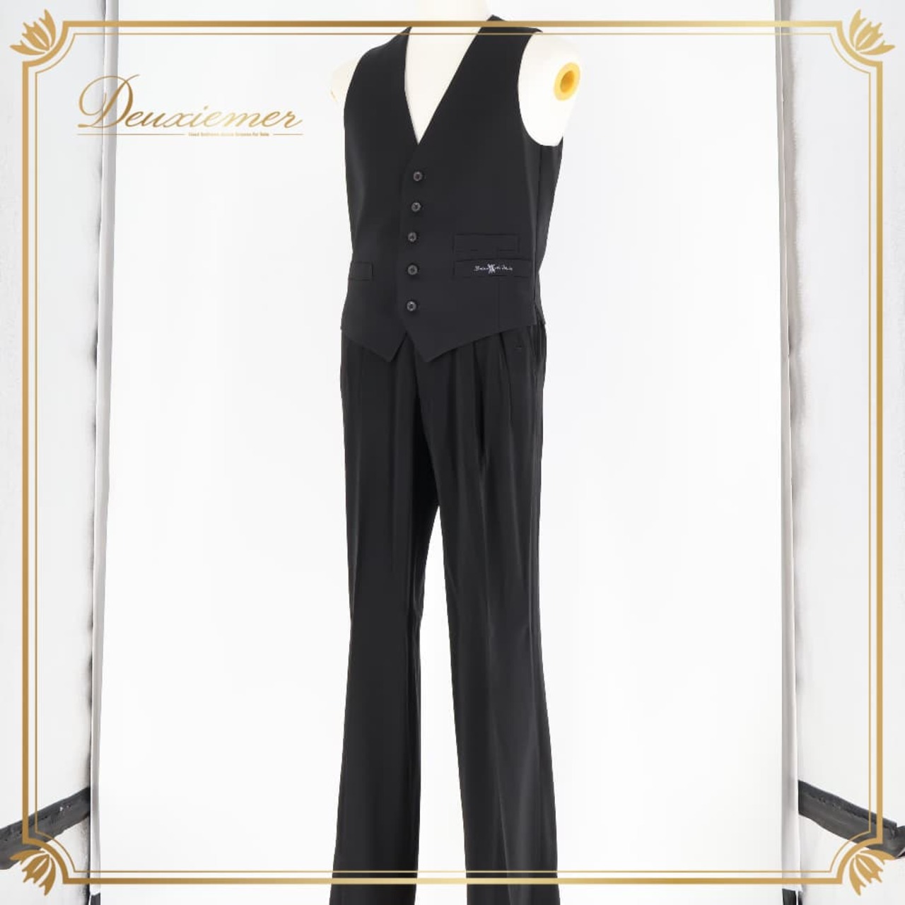 社交ダンス 衣装 スラックス パンツ ベスト MAISON DE DANSE ブラック系 黒 ダンス パーティ 発表会 デモ レッスン 練習着 2点セット セットアップ 日本製 パーティ衣装 発表会衣装 デモ衣装 レッスン用 メンズ 男性用 フォーマル衣装