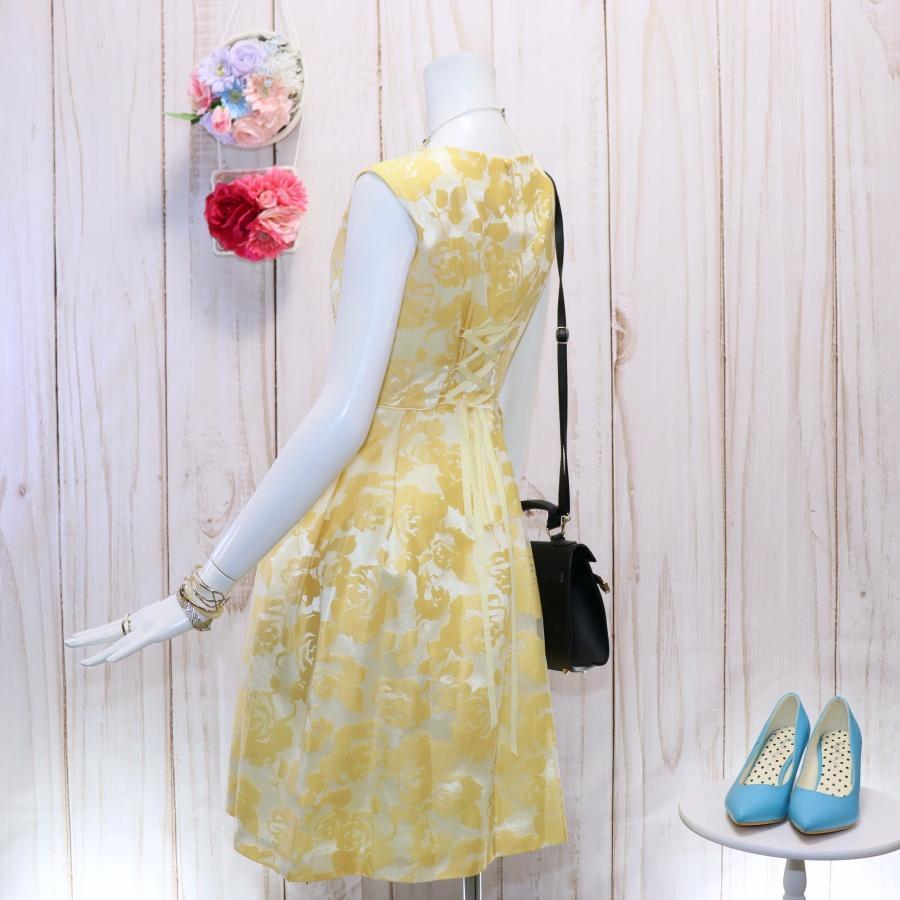AIMER エメ 9号 Mサイズ 花柄ドレス イエロー 結婚式 パーティー