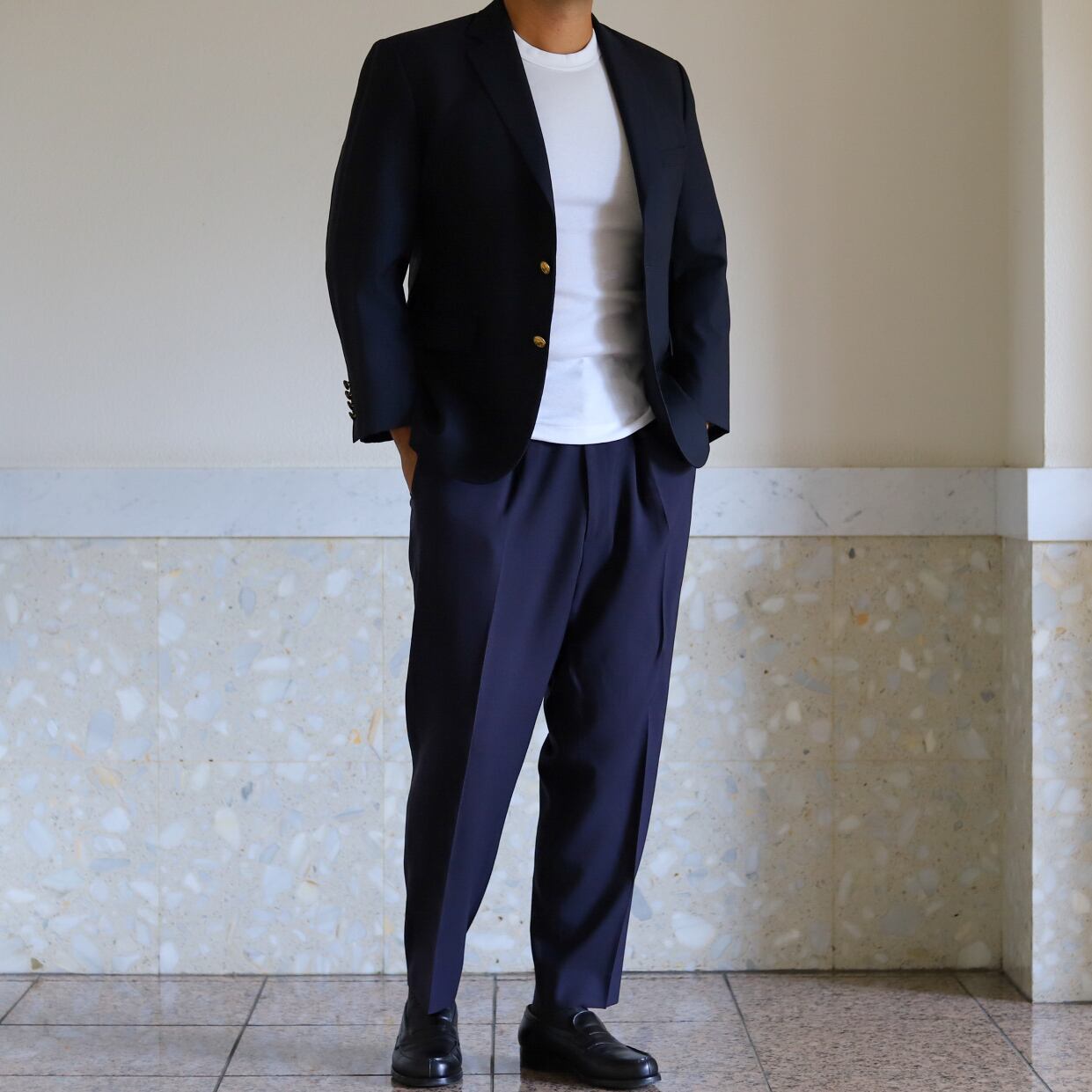 逸品】BROOKS BROTHERS Loro Piana Made in Canada wool Navy 