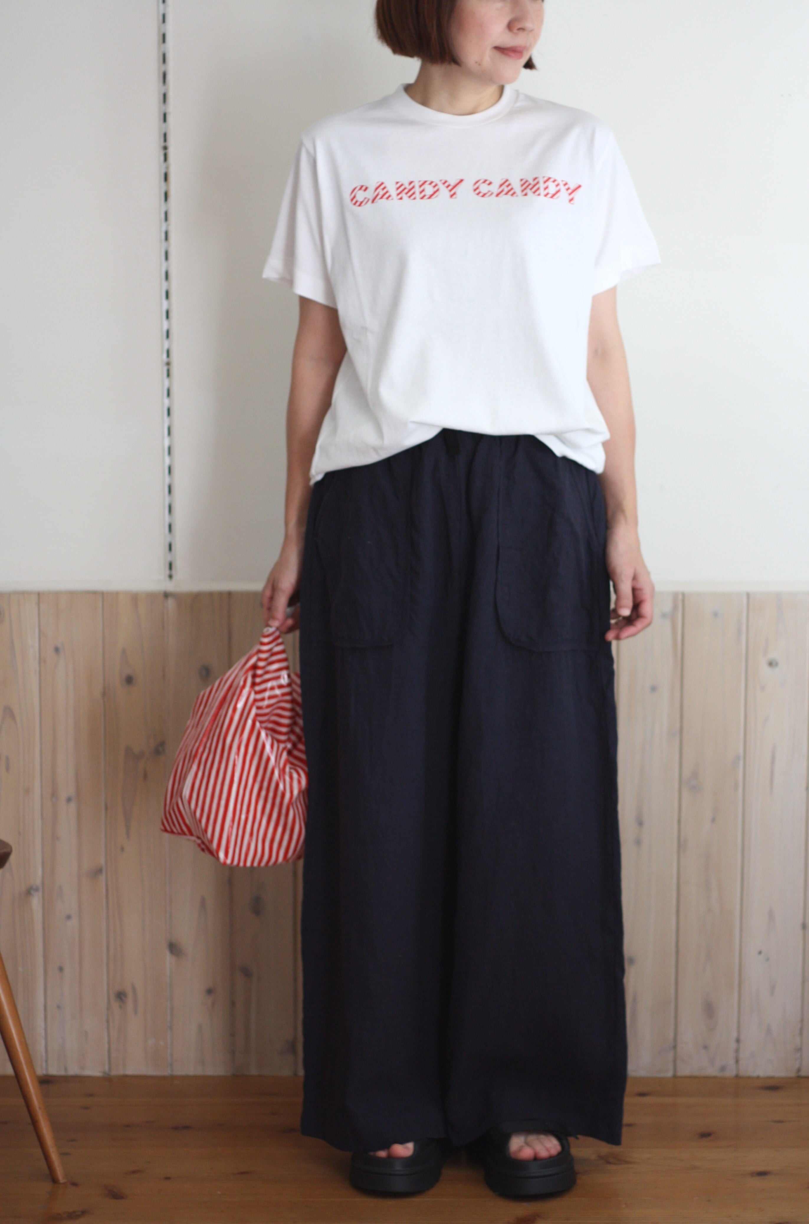 R&D.M.Co- オールドマンズテーラー CANDY CANDY T SHIRT STRIPE Red