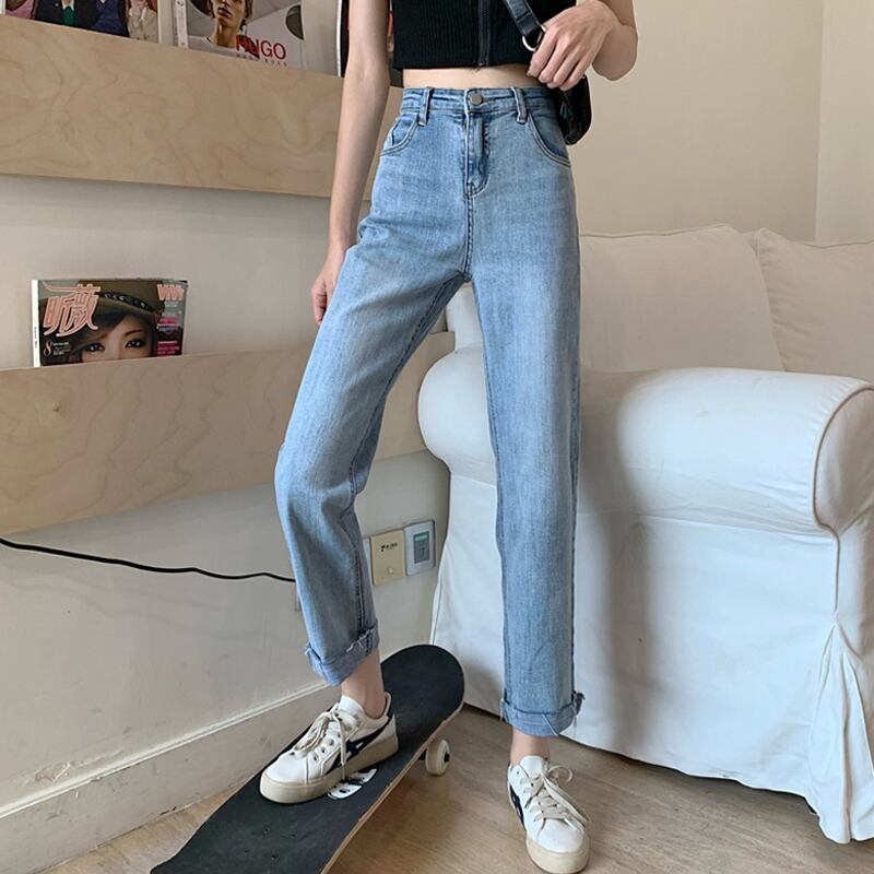 ハイウェストウェストジーンズ スプリングオータムルーズカラーパンツ 春物 秋物 スーパーモール38687121960