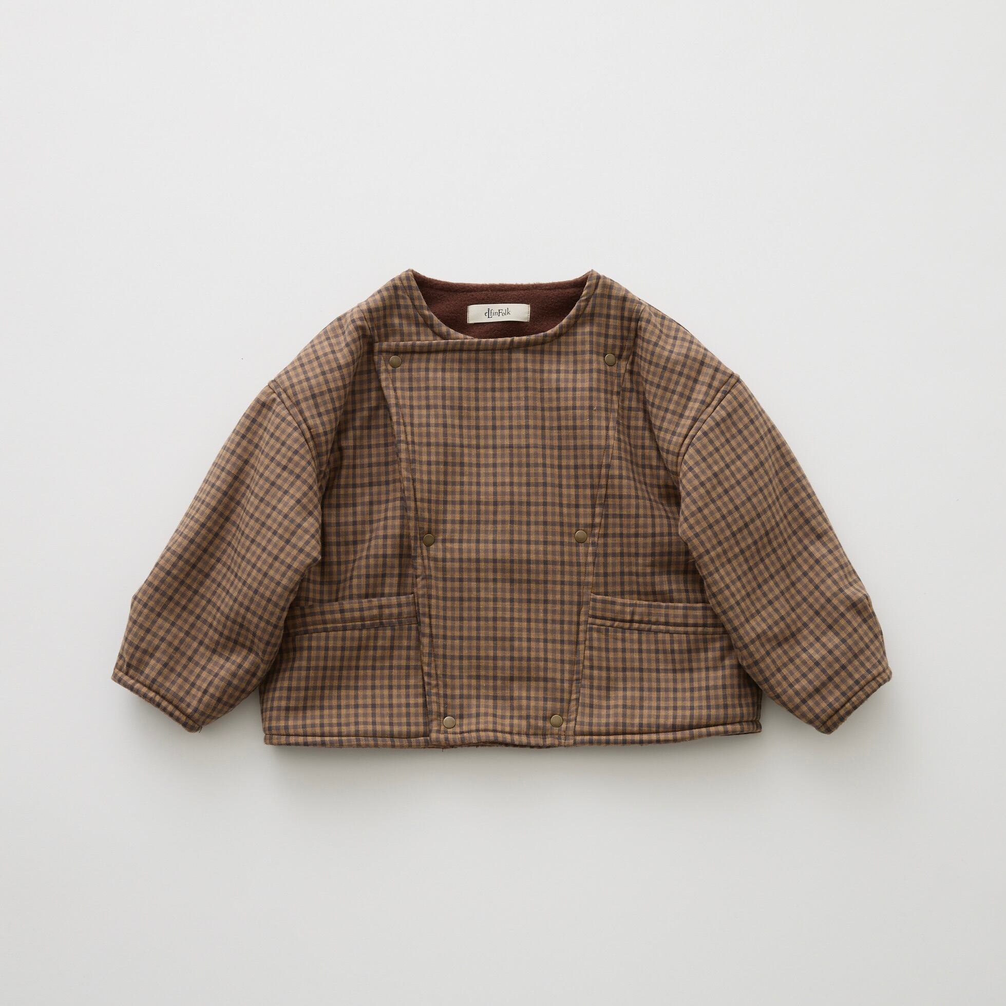 《予約商品 eLfinFolk 2026AW》Country Check Short Coat / brown