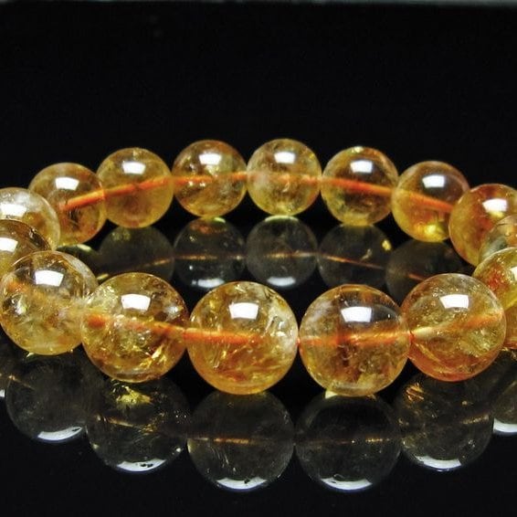 シトリン ブレスレット 虹入り 13mm シトリンクォーツ ブレス メール便可 一点物 111-50381