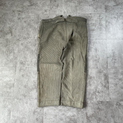 30-40s 刺繍タグ パッチワーク ストライプ グレー 針式 パンツW34 詳細写真4