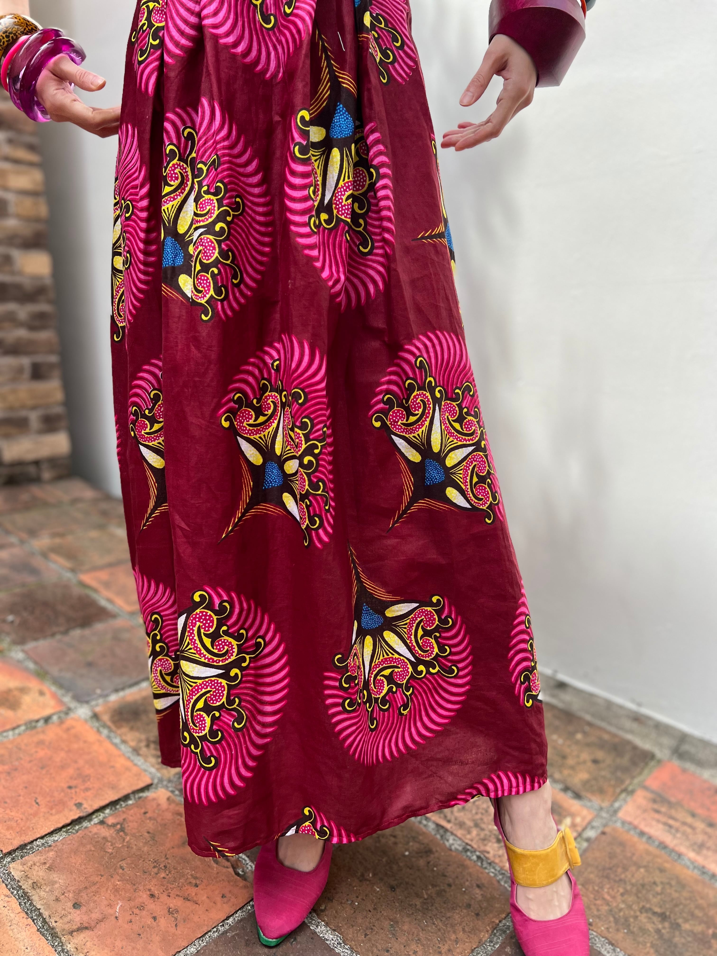 専用ページ　vintage ヴィンテージ　アフリカン　ワンピース　希少 AFRICAN VINTAGE AFRICAN BATIC PATTERNED FRILL DESIGN ONE