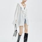 ruffled V-neck shirt (ME364)