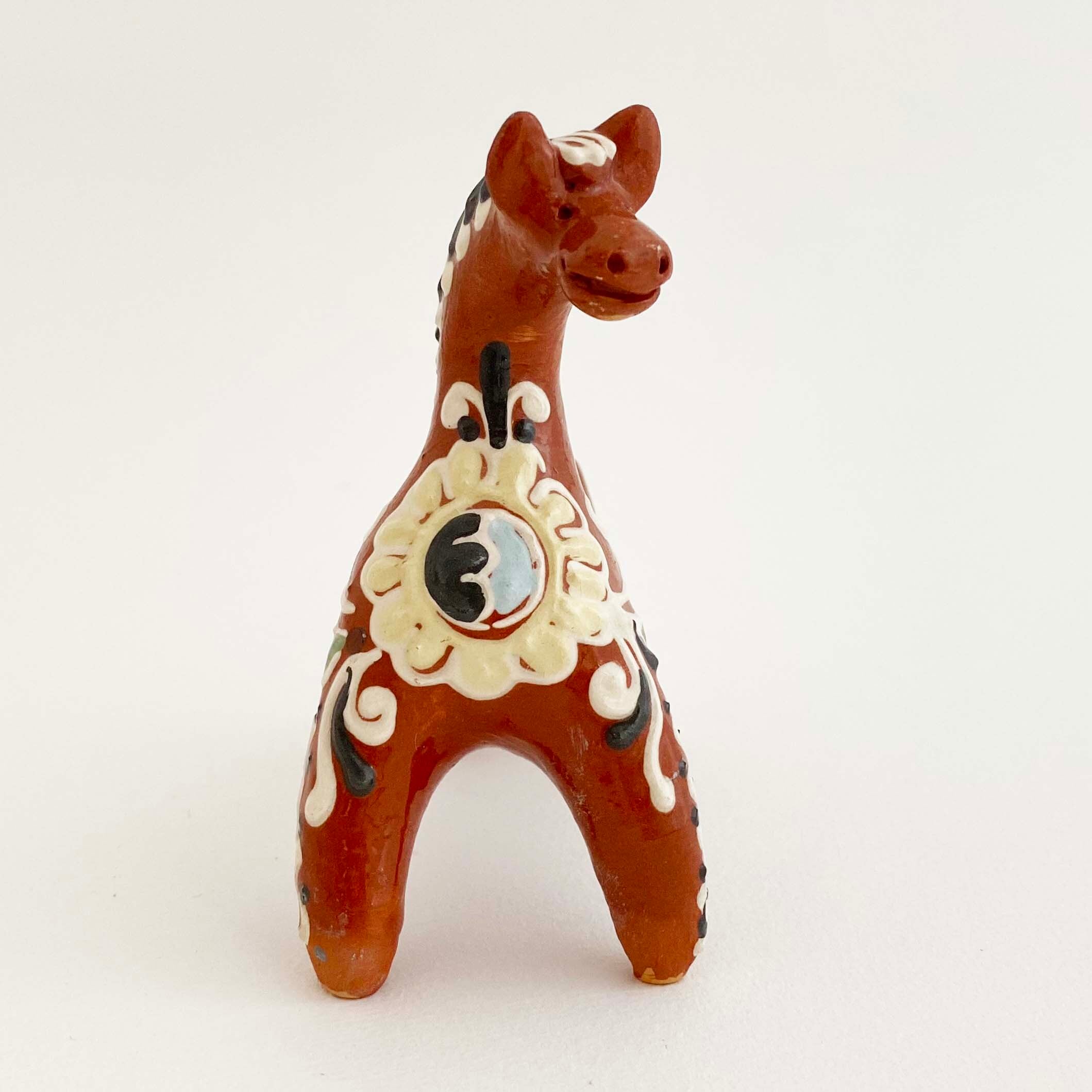 ウクライナ産  オピシュニャ土人形（馬 縞のたてがみ）