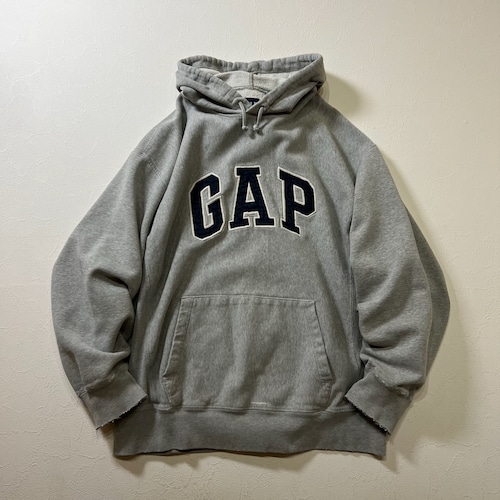 90s OLD GAP　リバース仕様　雰囲気系　ボロ　フーディー　パーカー　ギャップ　グレー　M 古着