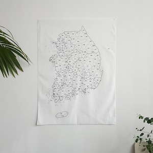 korea map fabric poster 2size / コリア マップ ファブリックポスター ハングル 地名 地図 韓国 雑貨