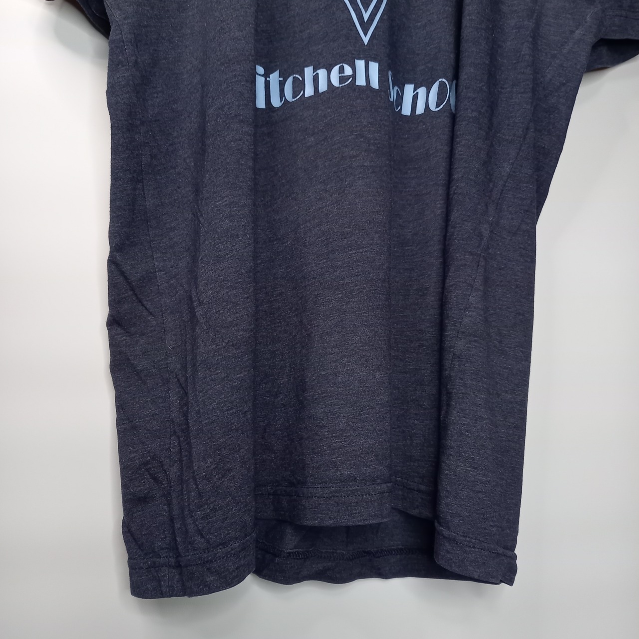 ノーブランド　クルーネック　プリントTシャツ　半袖　スクールT　グレー