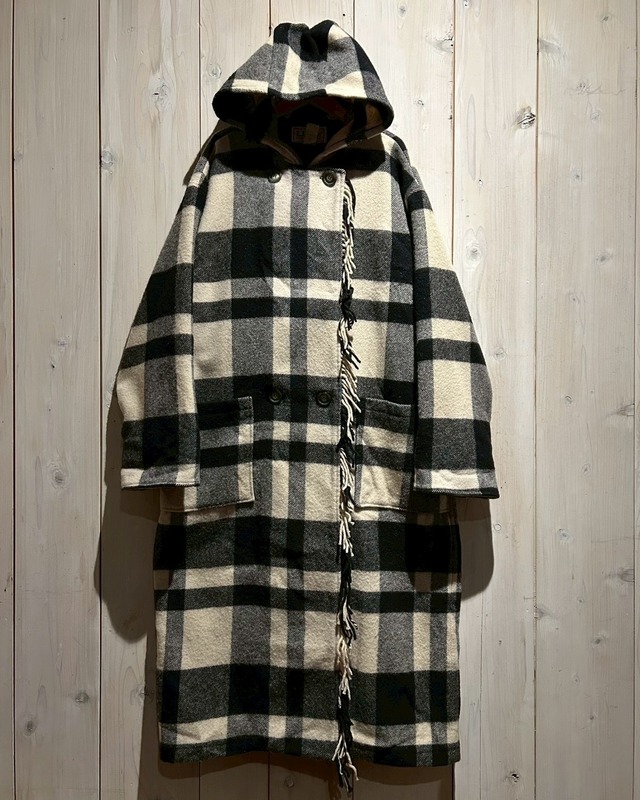 【a.k.a.C.a.k.a vintage】80's “L.L.Bean” Monotone Checkered Pattern Vintage Hooded Coat