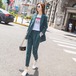 アウター ジャケット パンツ ボトムス スーツ セットアップ レディース テーパードパンツ スラックス アンクル丈 長袖 Vネック 襟付き ストリート ウエストマーク ポケット コーデュロイ カジュアル 上品 おしゃれ かっこいい レトロ ラフ メンズライク マニッシュ クール 抜け感 都会的 ラグジュアリー クラシカル ベーシック 無地 秋 冬 お出かけ パーティー イベント 女子会 カフェ 体型カバー 美脚 脚長 着回し レイヤード S M L XL 小さいサイズ 大きいサイズ 深緑 緑 グリーン