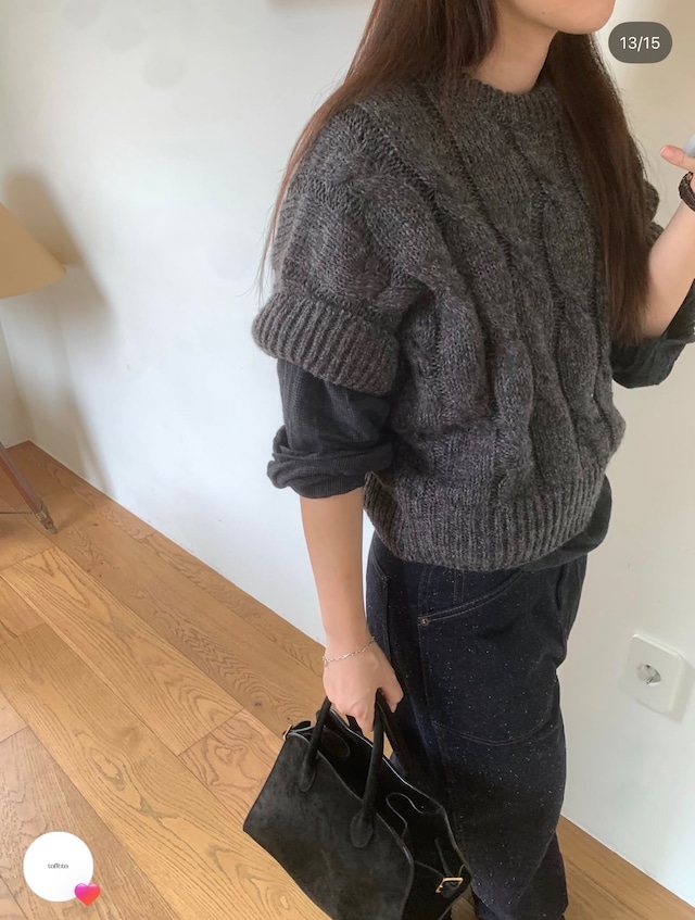 (予約) taffeta / Anna cable knit 2color