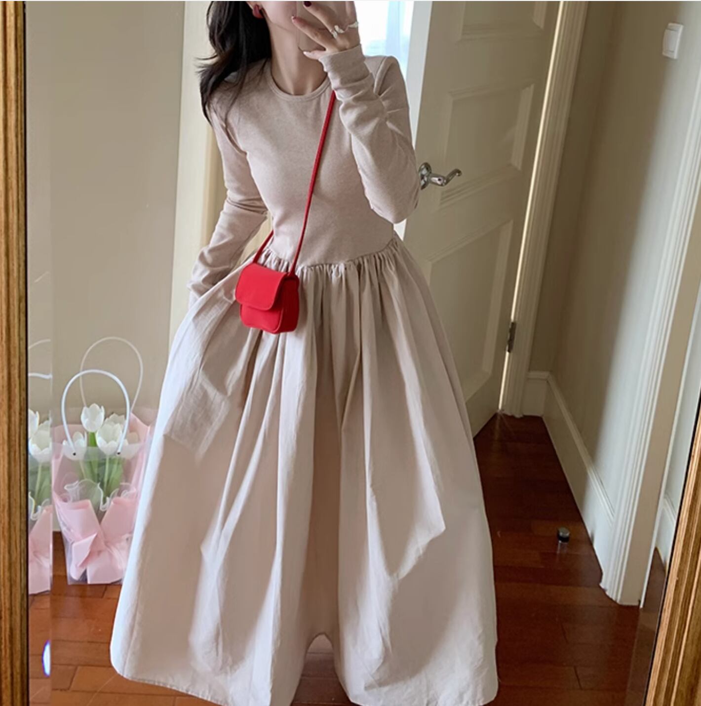 Oatmeal Apricot Princess Dress