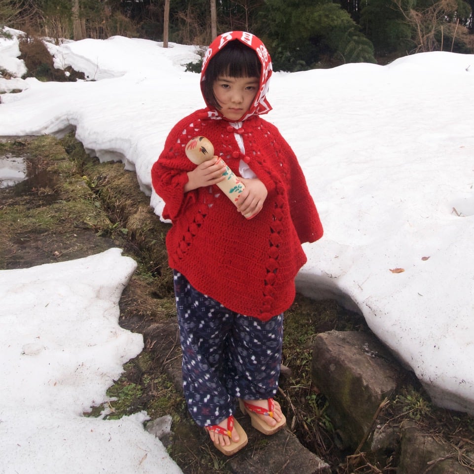 谷内六郎　こけし手ぬぐい（冬）