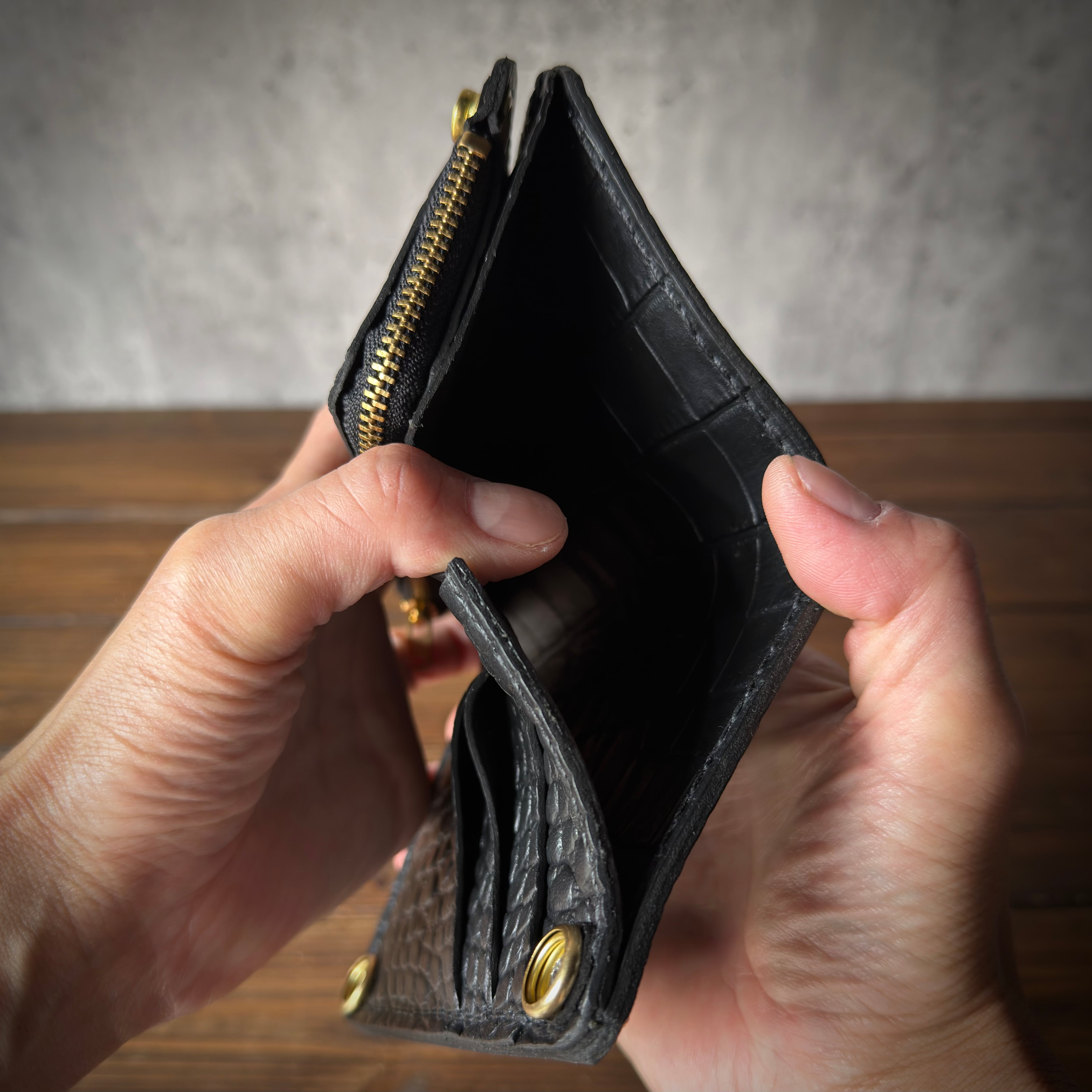 カスタムオーダー Trucker Wallet-09Ⅱ クロコ型押しレザー