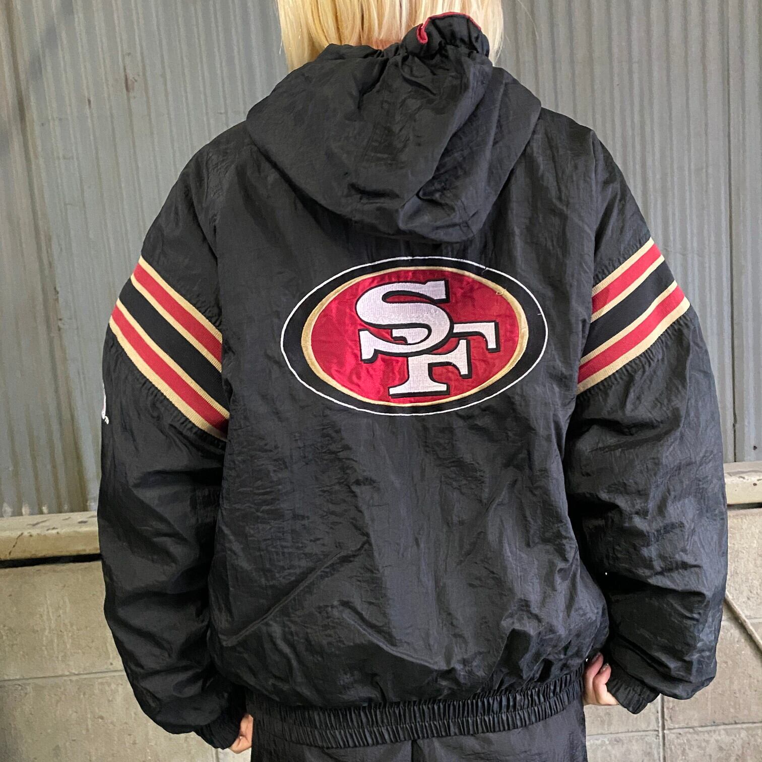 90年代 NFL 49ERS リバーシブル 中綿ナイロンジャケット スタジャン 