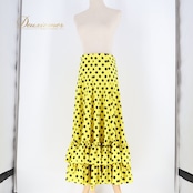 フラメンコ 衣装 ファルダ スカート 黄色 黒 水玉 ドット フリル ボランテ 伸縮 レッスン 練習 ダンス パーティ 発表会 ポップ 可愛い イエロー系 ブラック系 フラメンコスカート おしゃれ スカートデザイン フリルスカート 可愛いスカート レディースダンス衣装 黄色スカート 黒ドット 水玉模様 パーティ衣装 女性用ダンススカート