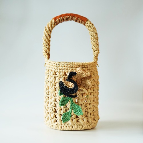 Raffia Bucket Bag with Signature Charm