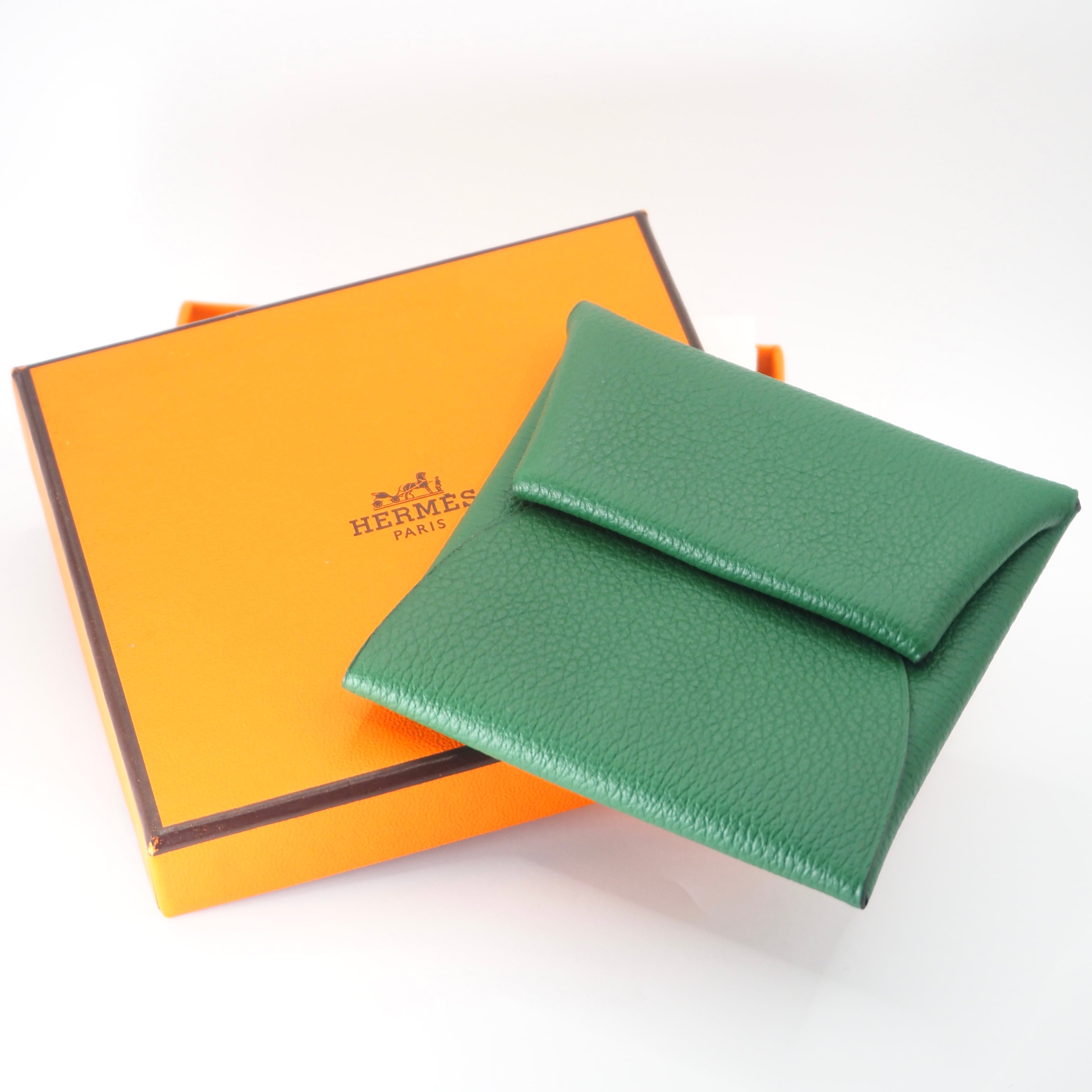 美品✨エルメス　バスティア　ケース　レアカラー　グリーン HERMES バスティア コインケース グリーン ゴートスキン エルメス 付属