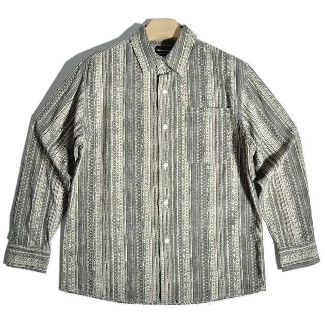 Pocketed striped long sleeve shirts 2colors 00140