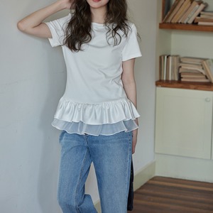 ruffle top design niche slim design t shirt