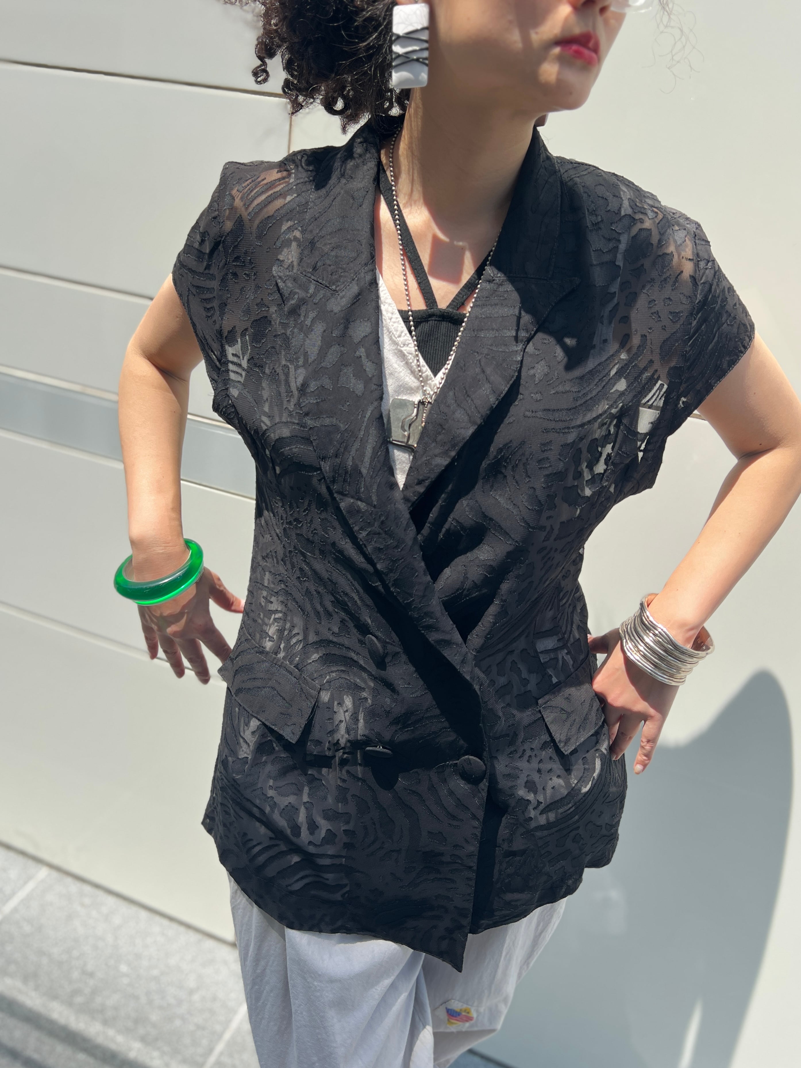 Vintage France black see-through vest