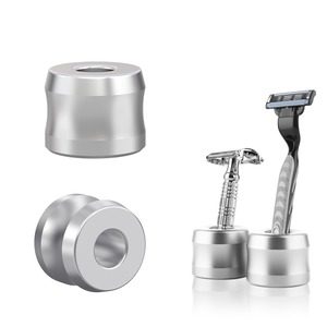 【在庫処分】Linkidea 安全カミソリスタンド 2個パック 開口部直径 0.7インチ (18.5mm) 男性用シェービングスタンド 浴室カウンタートップ用 ジレット マッハ 3対応 (シルバー)