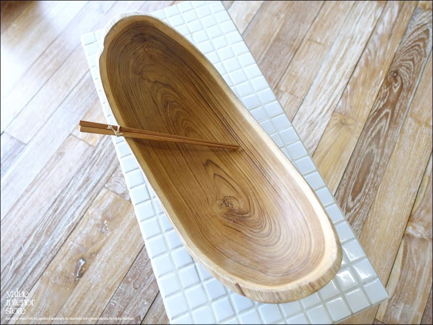 チーク無垢材 beansボウル / NA13 大型トレイ 大型食器 盛り皿 サラダボウル 入れ物 自然な様 ナチュラル 世界三大銘木