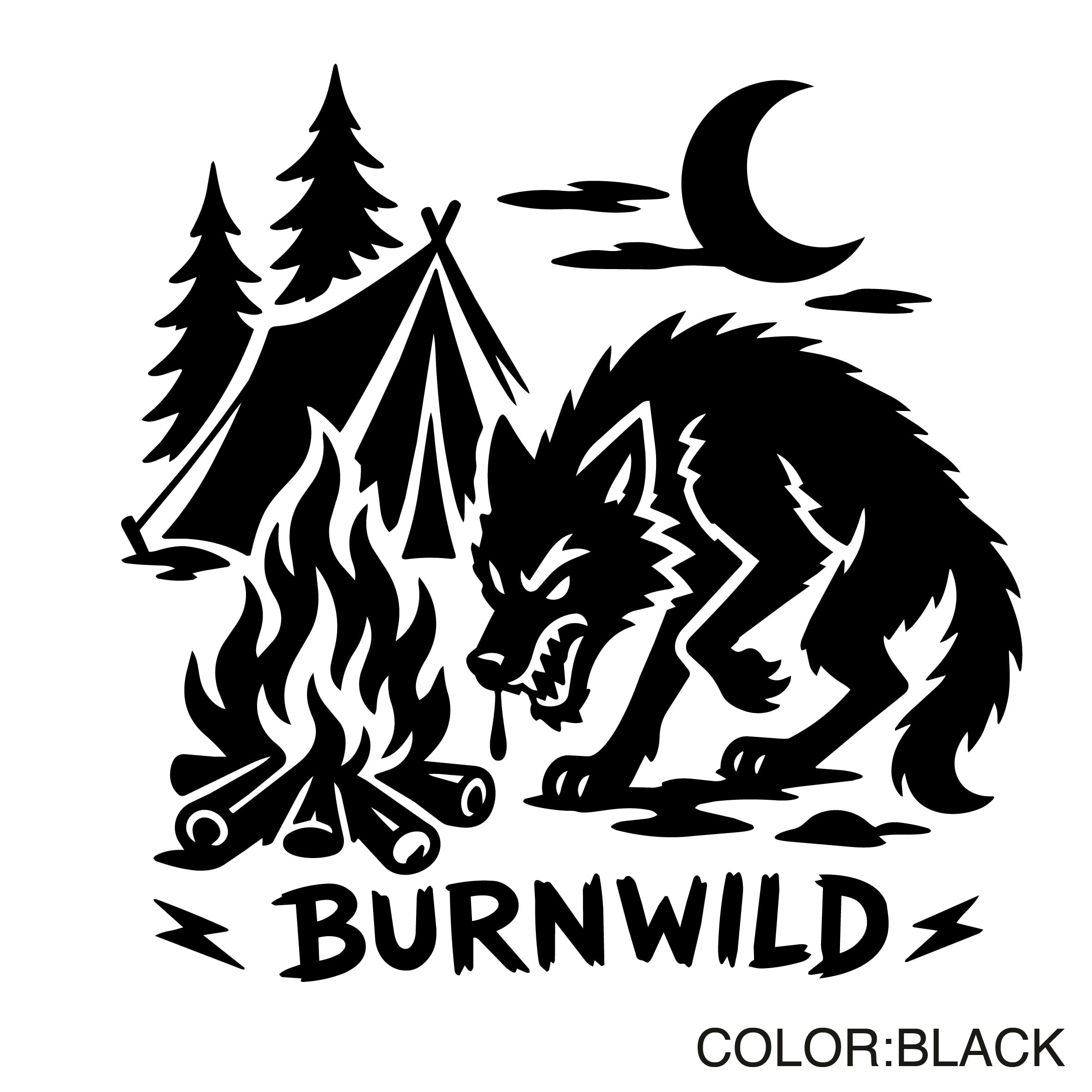 キャンプ ステッカー アウトドア用 防水 屋外対応 BURN WILD テント