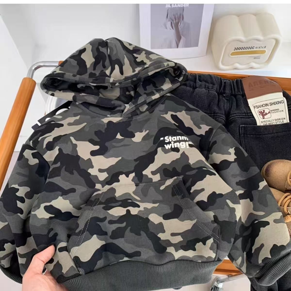 カモフラージュ裏起毛パーカー