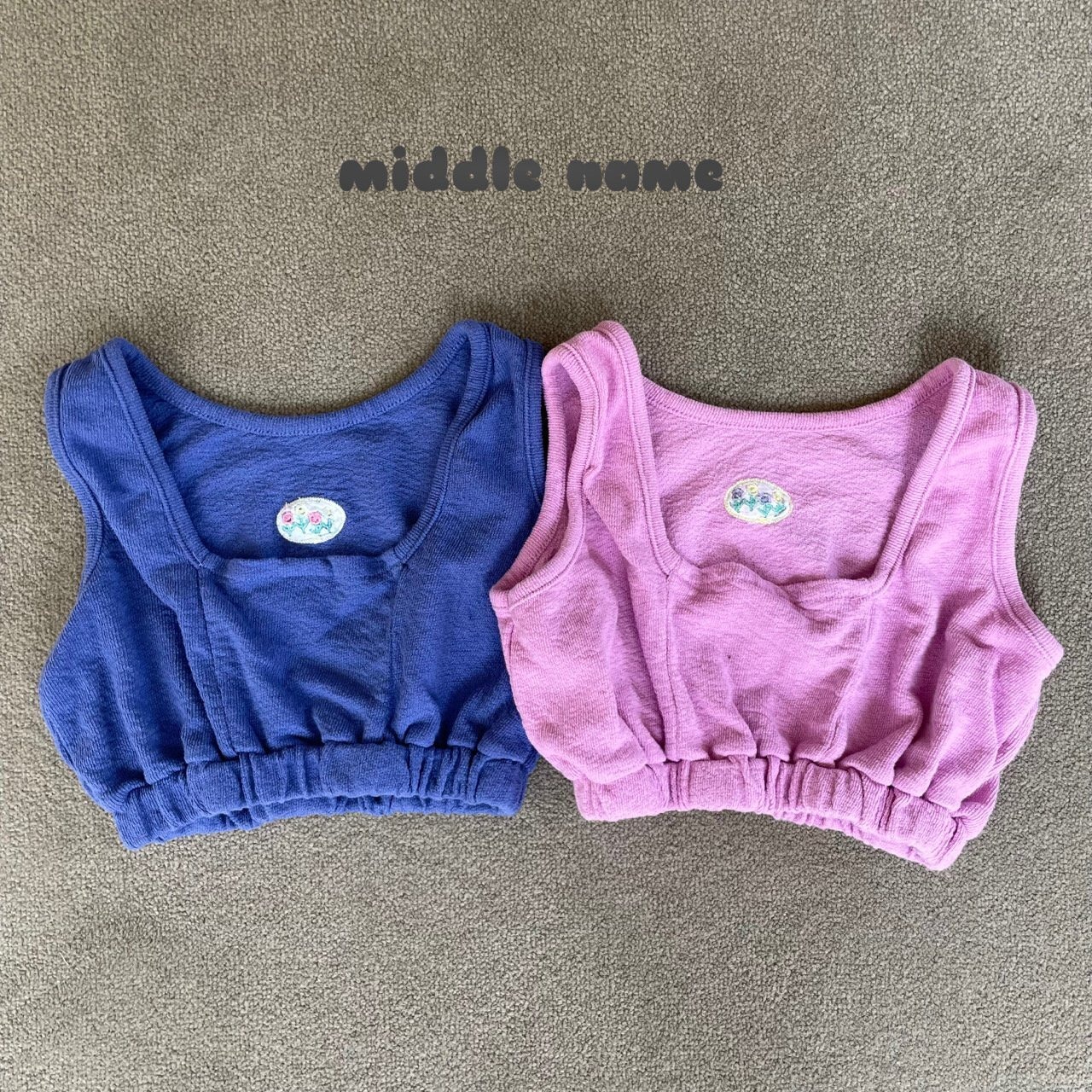 【middle name】刺繍パイルレイヤードタンク ブルー90〜120cm【240432】 - 5