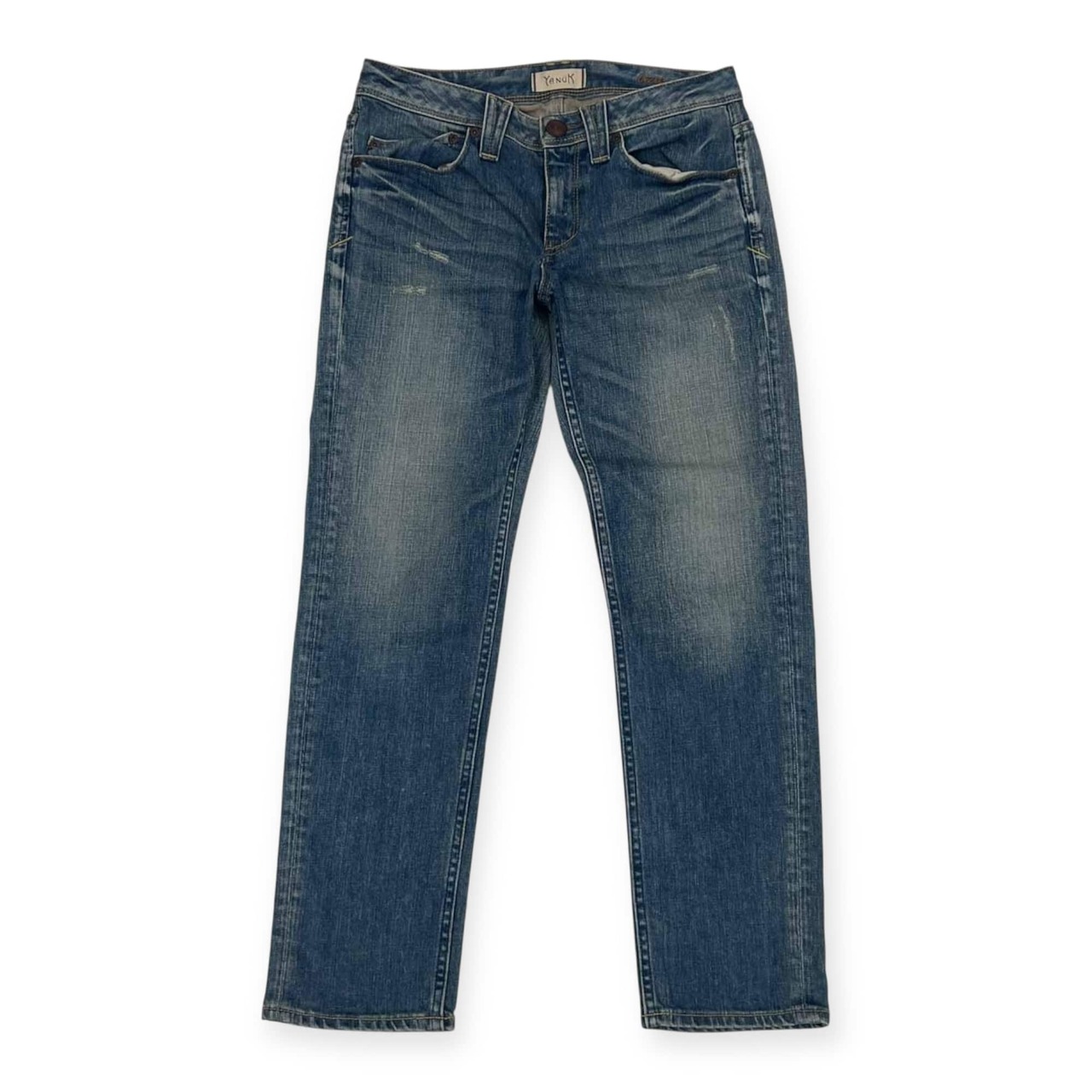 YANUK ヤヌーク ダメージ加工 デニム パンツ 23/インディゴ レディース 革ラベル