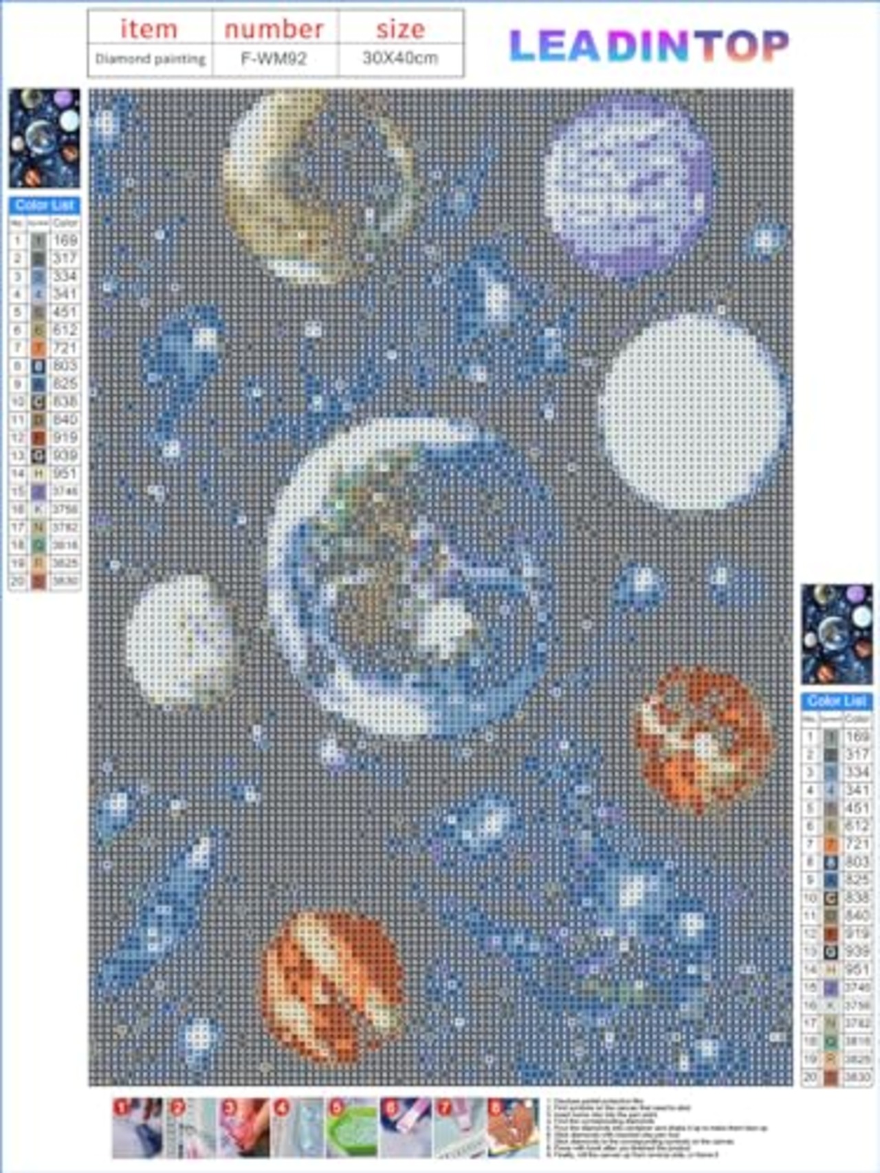 LEADINTOP ダイヤモンドアート 四角いビーズ 銀河系 30X40cm 全面貼り付けタイプ ダイヤモンドペインティング スクエア アート スクエアビーズ 人気 モザイクビーズ ビーズアート 大人 子供 DIY 手作り 手芸キット プレゼント 芸術品 装飾