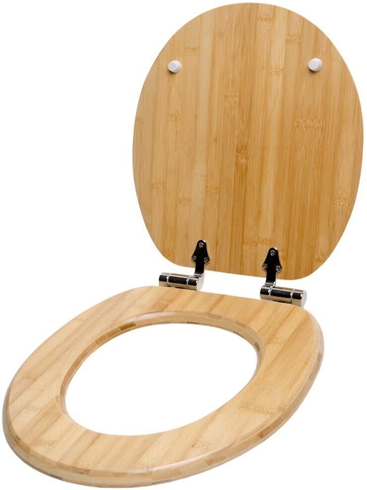 天然竹製便座 Bamboo Wood 標準440mmサイズ（微調整機能付）Sanilo Round Toilet Seat, Wide Choice  of Slow Close Toilet Seats, Molded Wood, Strong Hinges (Bamboo)  BestonStyle 輸入雑貨専門店