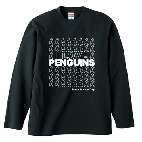 I LOVE PENGUINS　長袖Tシャツ(ブラック)