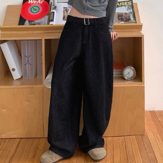 ベルト付き ワイド フルレングス パンツ　SA10100