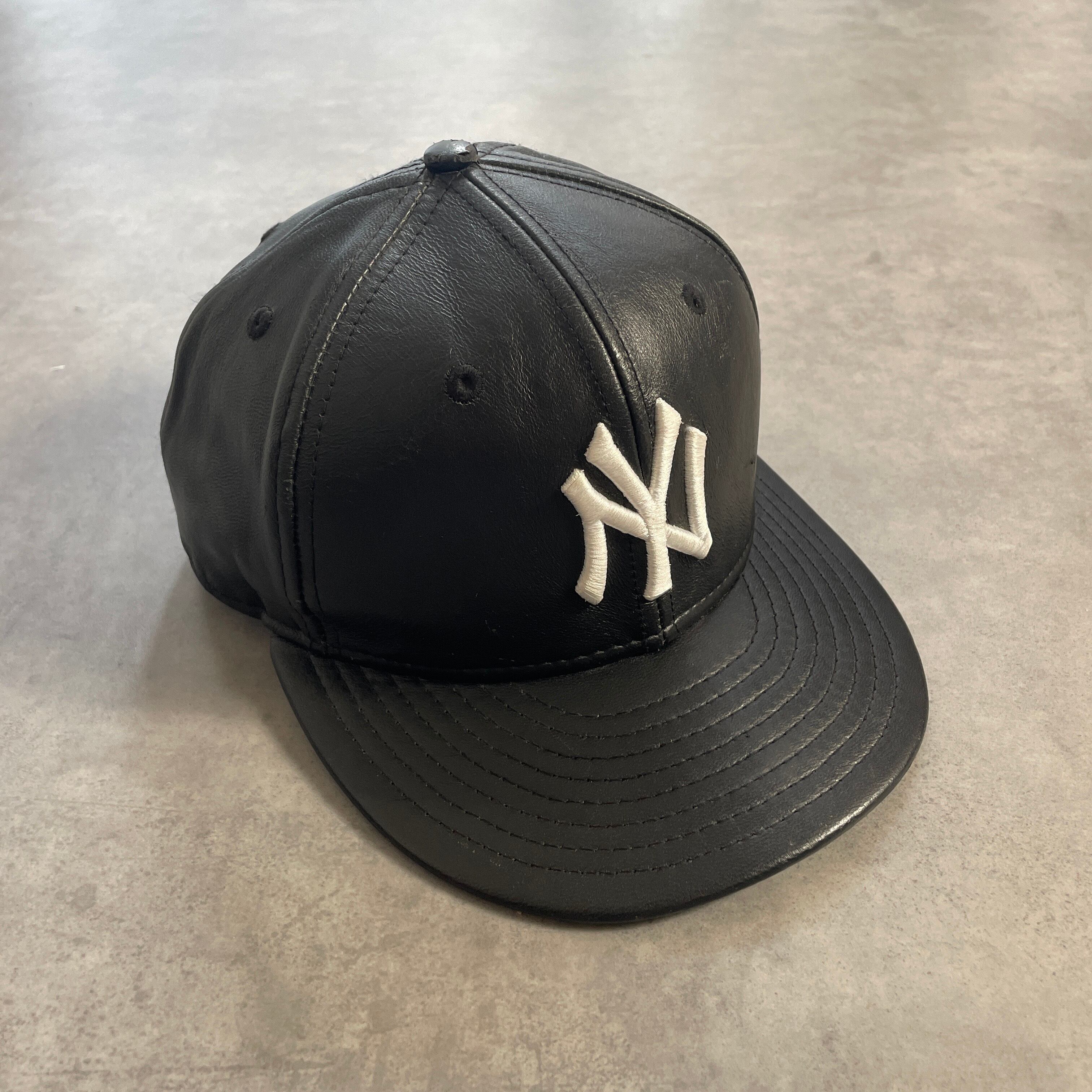 希少 00s NEWERA YANKEES ヤンキース レザー キャップ 黒