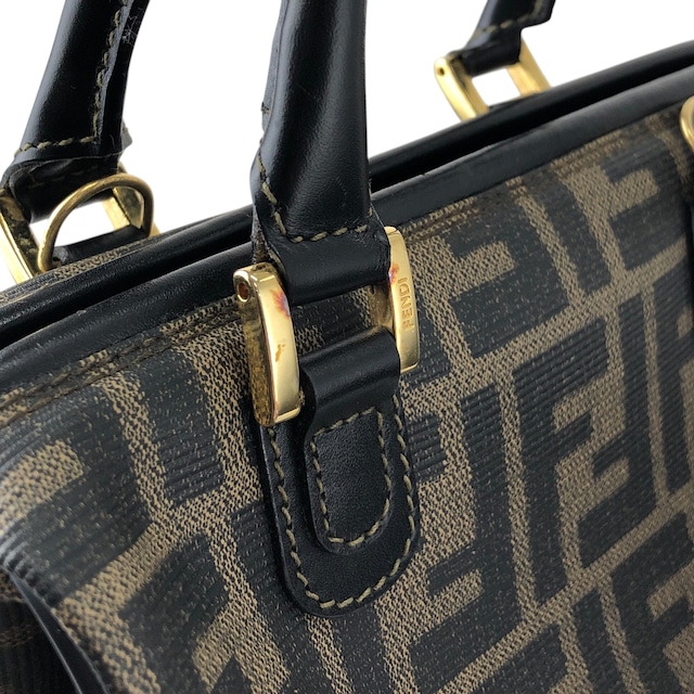 FENDI フェンディ ズッカ ハンドバッグ ブラウン FFロゴ PVCレザー ミニボストン ミニバッグ vintage ヴィンテージ オールド sfanas