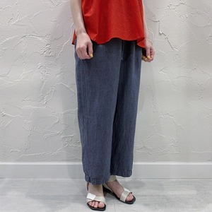 maison de soil 60'S POWER LOOM LINEN CHECK(OVERDYE) EASY CROPPED PANTS