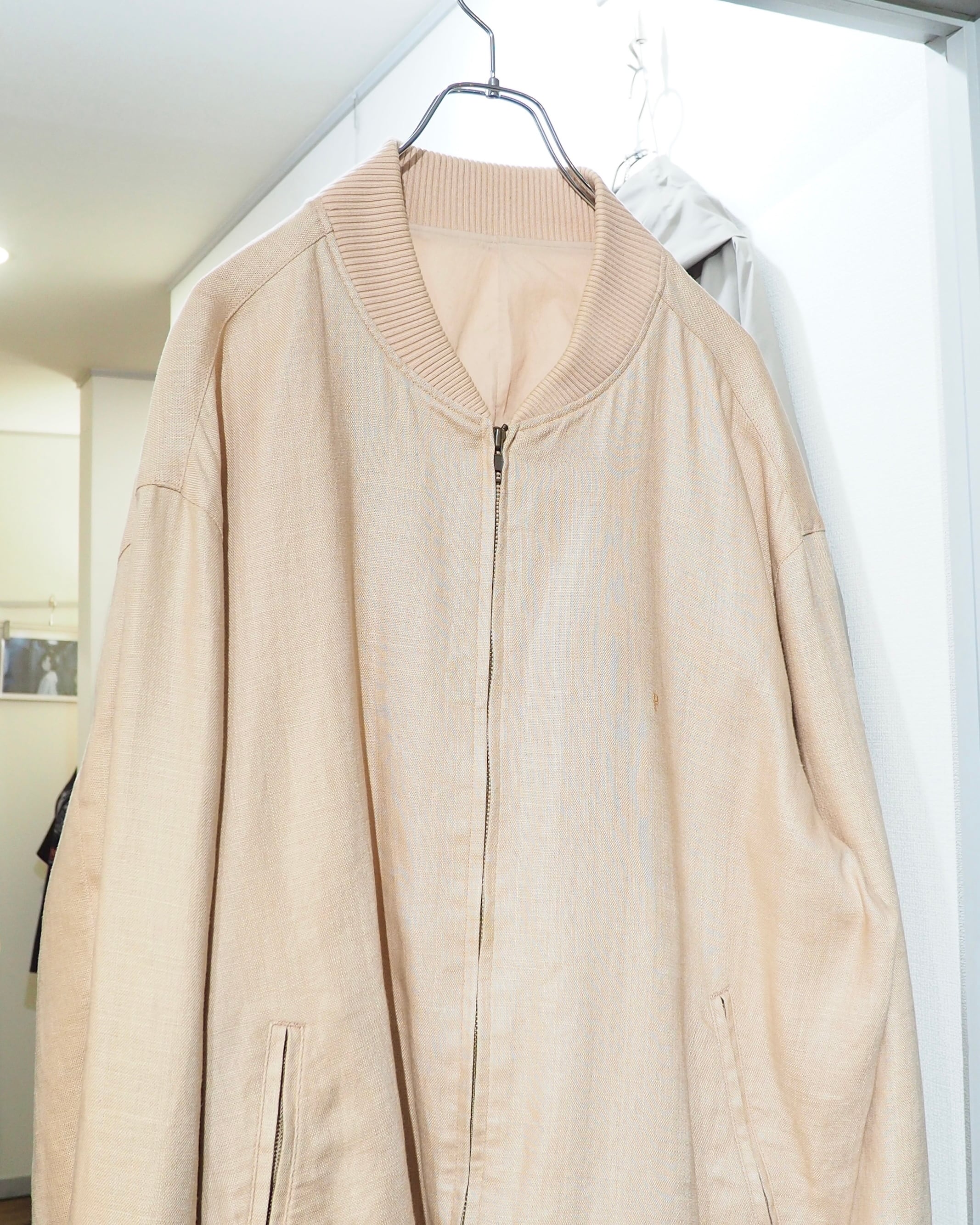 " PAPAS " Soft Light Beige color vintage loose Linen jacket