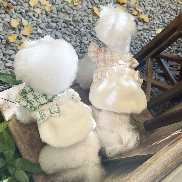 tweed fluffy ribbon dress