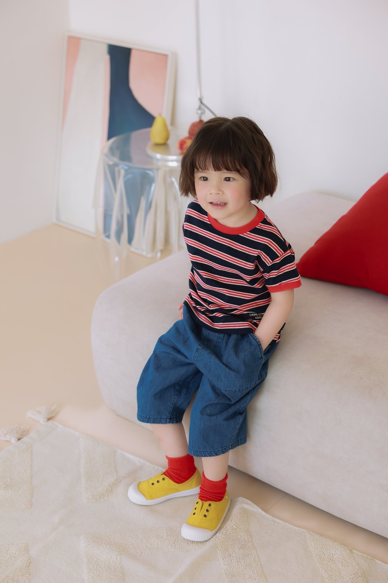 [JAZZ] Smile Striped T-shirt / [째즈] 스마일단가라T