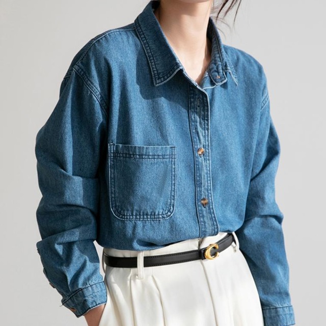 デニム風シャツ　R1242