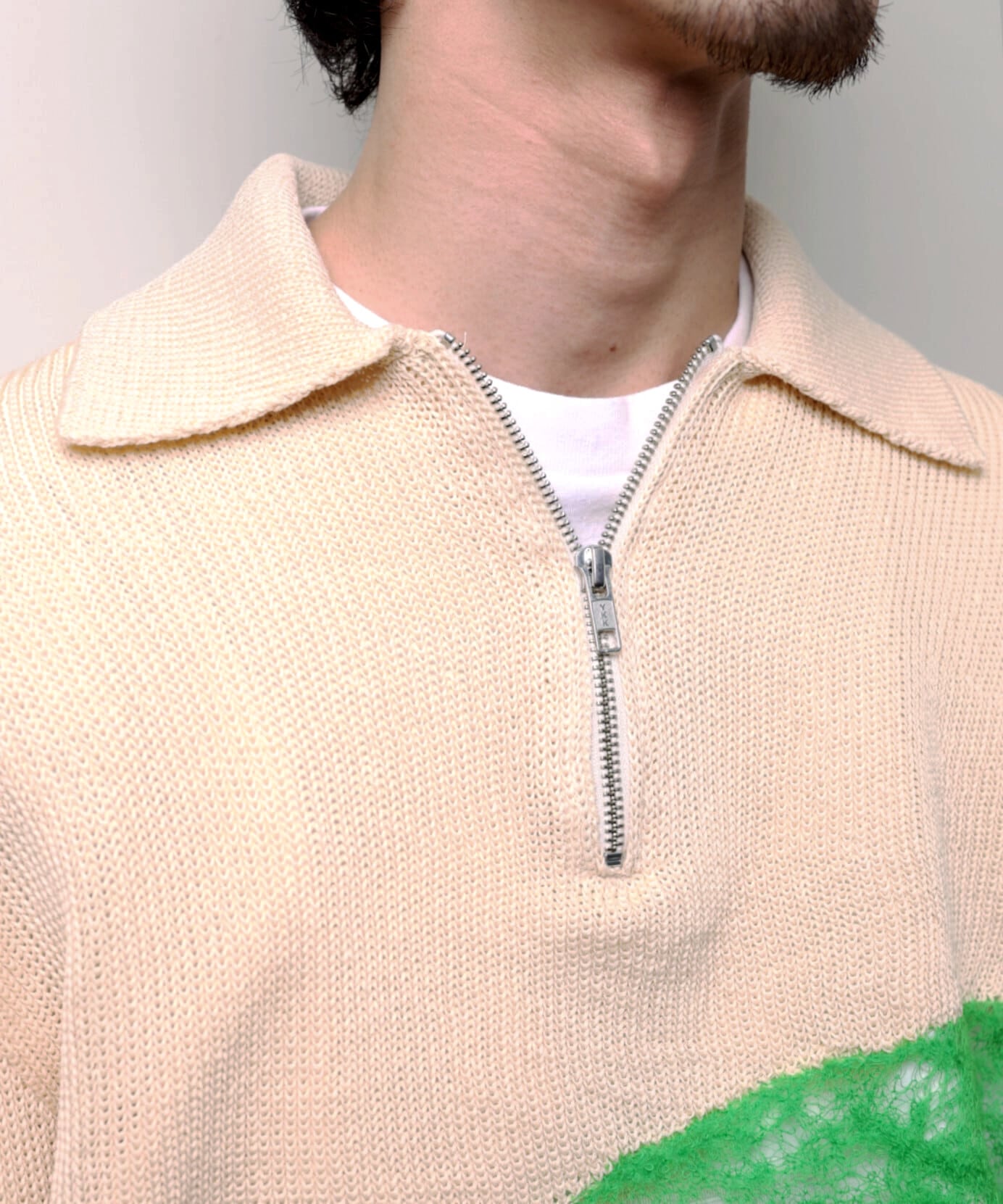 Kota Gushiken / KGSS26-K10 SOLID & FLUID ZIP-UP KNIT (CREAM