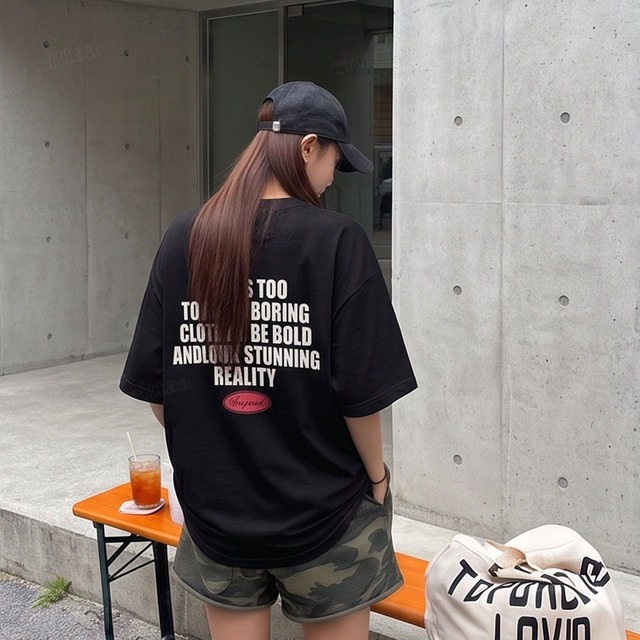 【即納】Y-4988　2026夏新作♡Beyondバックプリント半袖Tシャツ　ブラック　0707
