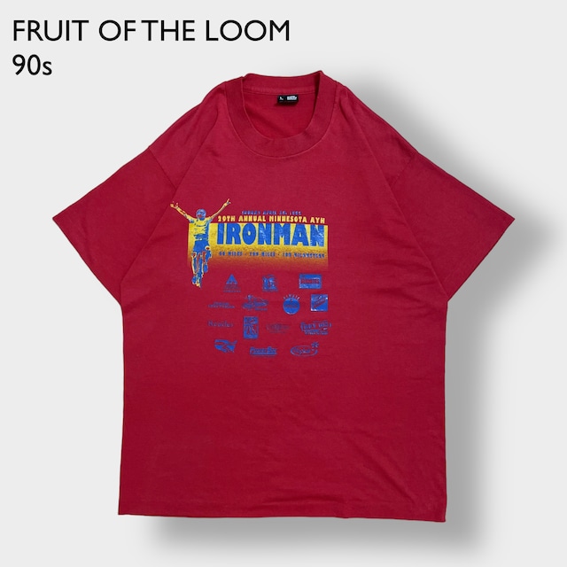 【FRUIT OF THE LOOM】90s USA製 Tシャツ シングルステッチ IRONMAN 1995 アイアンマンレース 企業ロゴ ビンテージ 半袖 US古着